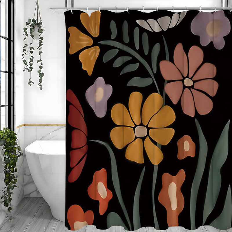 Rideaux de douche floraux avec crochets inclus