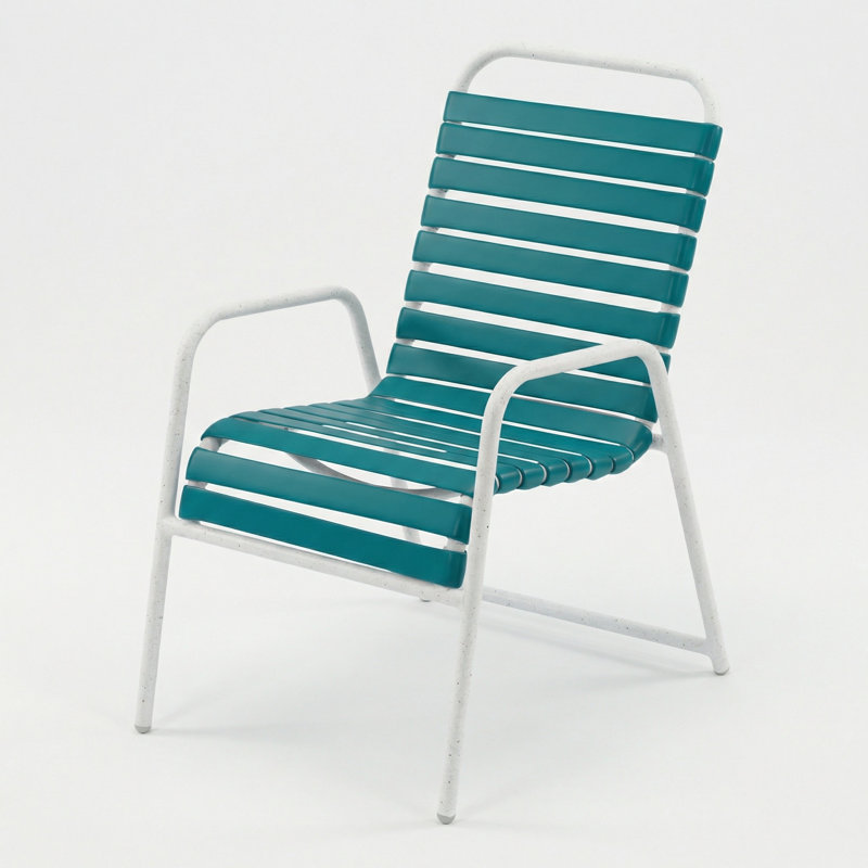 Fauteuil club d'extérieur Windward, Sangle bleu profond / blanc rivière