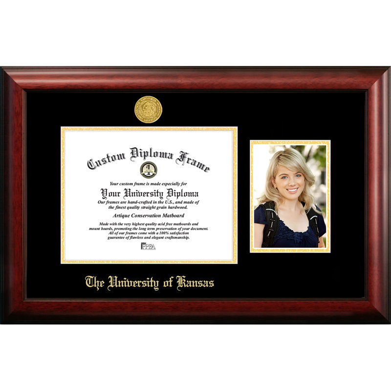 Cadre photo de diplôme en relief université de kansas, 5 po x 7 po - 8,5 po x 11 po