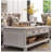 Four-drawer coffee table in solid white wood.-110956625