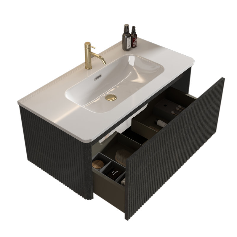 Rackard Freestanding or Wall-Mounted Bathroom Vanity with Sink