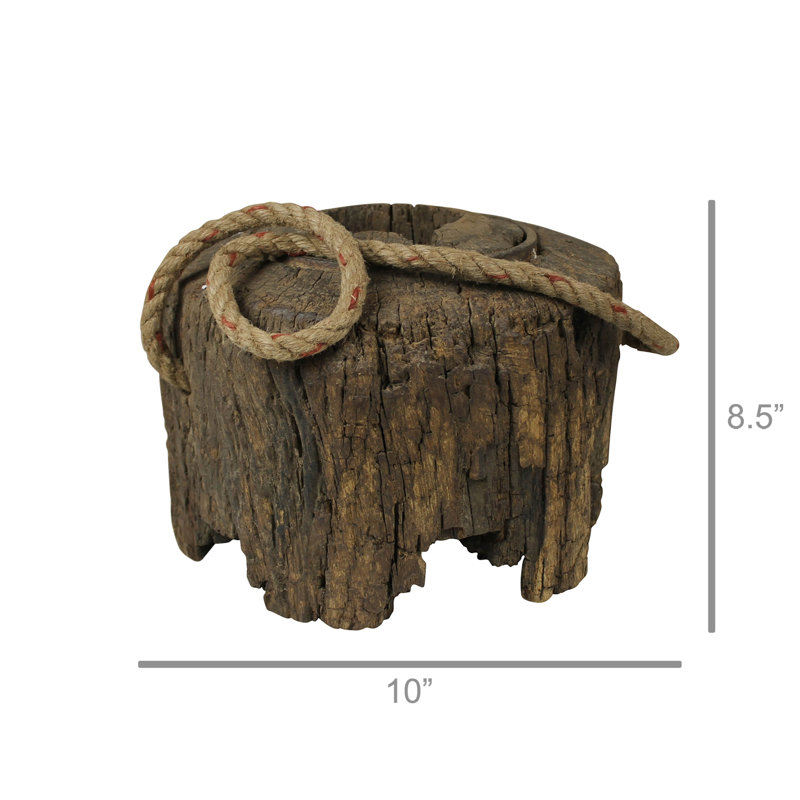 Rustic Wood Axel Door Stop with Rope Handle