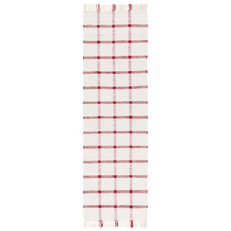 Lamoni Handwoven Recycled Cotton Plaid Rug, Runner 2'3" x 8'