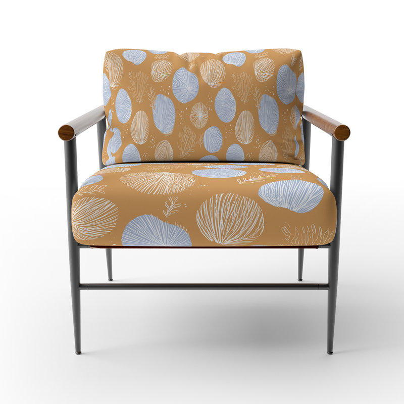 Chaise rembourrée Coastal, Bras ronds bruns