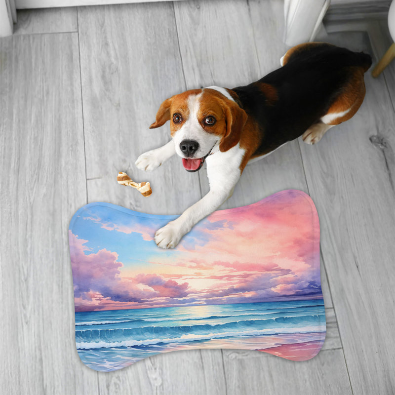 Watercolor Shoreline - Bone Shape Feeding Mat