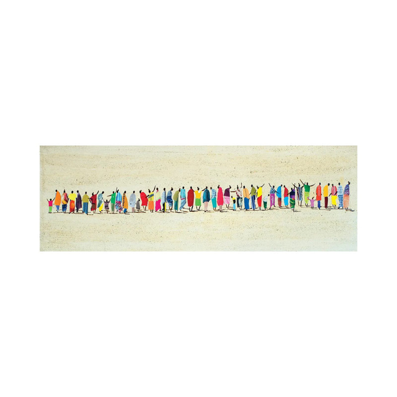 «African People In Line», reproduction d'art murale encadrée, H 12 po x l 36 po, Toile tendue, Ne s’applique pas