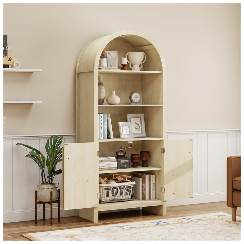 Arched Kitchen Pantry, Modern Farmhouse Wood Kitchen Storage Cabinets ,Arched Storage Display Cabinet With Adjustable Shelves, Versatile Cupboard For Kitchen, Dining Room, Living Room