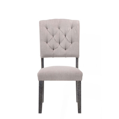 Chaise d'appoint en lin beige et chêne gris vieilli, ensemble de 2