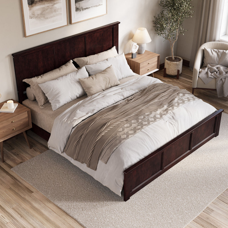Patillo Solid Wood Low Profile Bed with Matching Footboard, Espresso, King