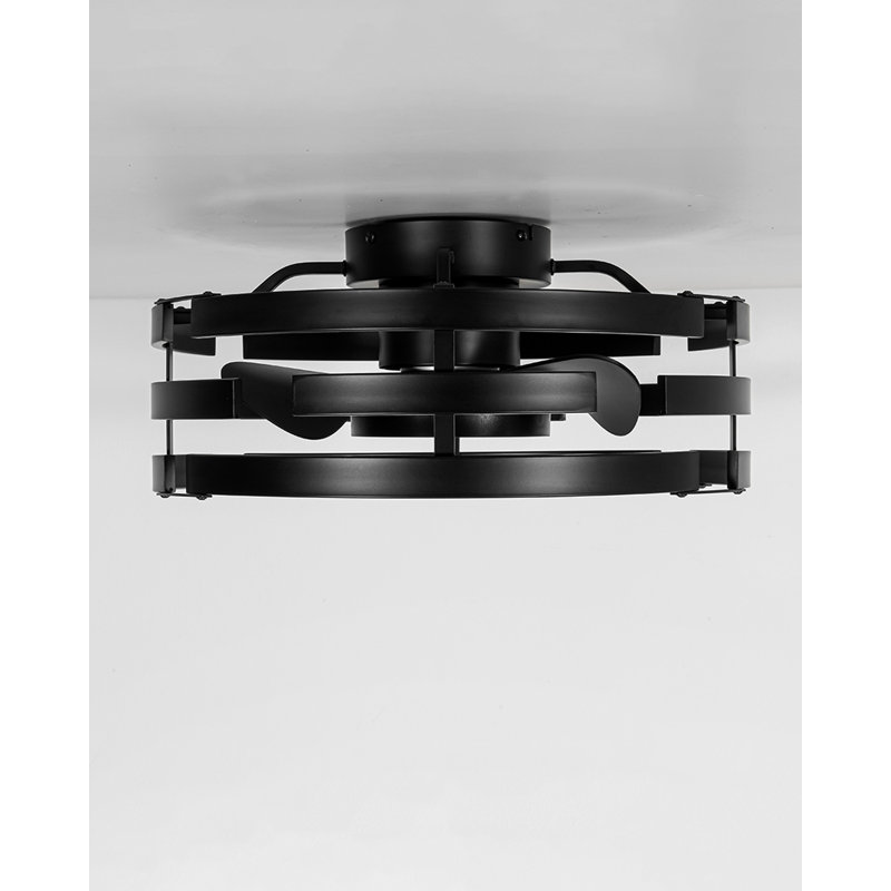 Ventilateur de plafond encastré de 20 po avec lumières, ventilateur de plafond en cage à profil bas avec télécommande, Noir