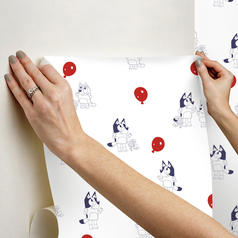 Papier peint adhésif Bluey Keepy Uppy, Blanc
