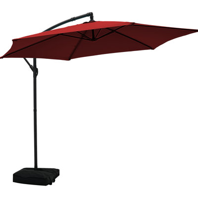 10ft Offset Hanging Market Patio Umbrella With Base