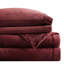 Drap de lit très grand 4 pièces bourgogne, 100% velours doux, comprend un drap plat, 2 taies d'oreiller ajustées, élastique pour matelas de 16 po, facile à laver à la machine, brossé des deux côtés