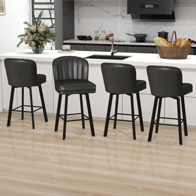 26" Swivel Counter Height Bar Stools With Backs For Kitchen Island