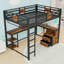 Lit mezzanine double avec bureau, tablettes et tiroirs de rangement