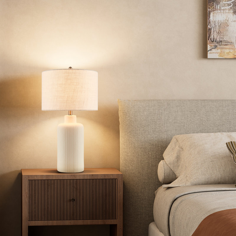 Lampe de table 17,75 en céramique blanche, H 25,25 po x l 14 po x P 14 po