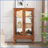 Curio Cabinet, Lighted (Bulb Included) 2-Door Display with Tempered Glass, Mirrored Back, Adjustable Shelves | Oak | MDF+Glass-749066420