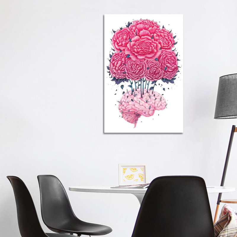 Brain With Peonies by Valeriya Korenkova - Wrapped Canvas Print, 101.6 cm H x 66.04 cm W x 3.175 cm D