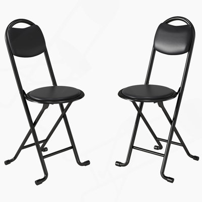 Tabouret pliant 2 pièces avec dossier, tabouret pliant rembourré et rembourré, chaises pliantes portatives pour la cuisine à l'intérieur et à l'extérieur (café, date prévue de livraison: 2025/6/30)