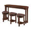 Ensemble de table de bar en bois massif avec 3 tabourets rembourrés Warm Cherry