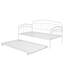 Lit de jour simple en métal avec lit gigogne, sans sommier, cadre antibruit, assemblage facile, design moderne, blanc