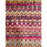 Rumi Ikat Hand Knotted Silk Garden Area Rug