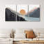«Sun Mountain Landscape Range Abstract Lake Nature», ensemble de 3 reproductions d'art sur toile encadrées-75851883-75851882-119395199
