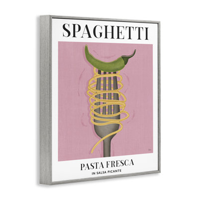 Spaghetti rétro sur fourche, estampe numérique, conception par Véronique Charron