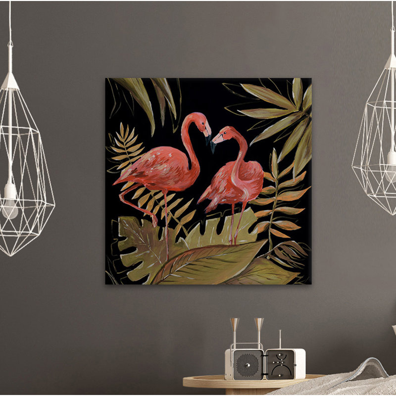 « flamant roses ii », reproduction sur toile tendue encadrée Sweetheart, H 18 po x l 18 po