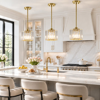 Luminaire suspendu hexagonal en cristal 1 lumière pour îlot de cuisine 7,87 po Michiel