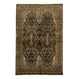 Hand-Knotted High-Quality Black and Red Area Rug