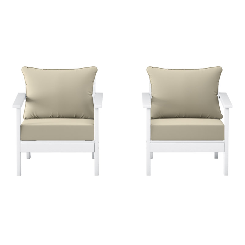 Chaise profonde avec coussins (ensemble de 2), Beige, Blanc