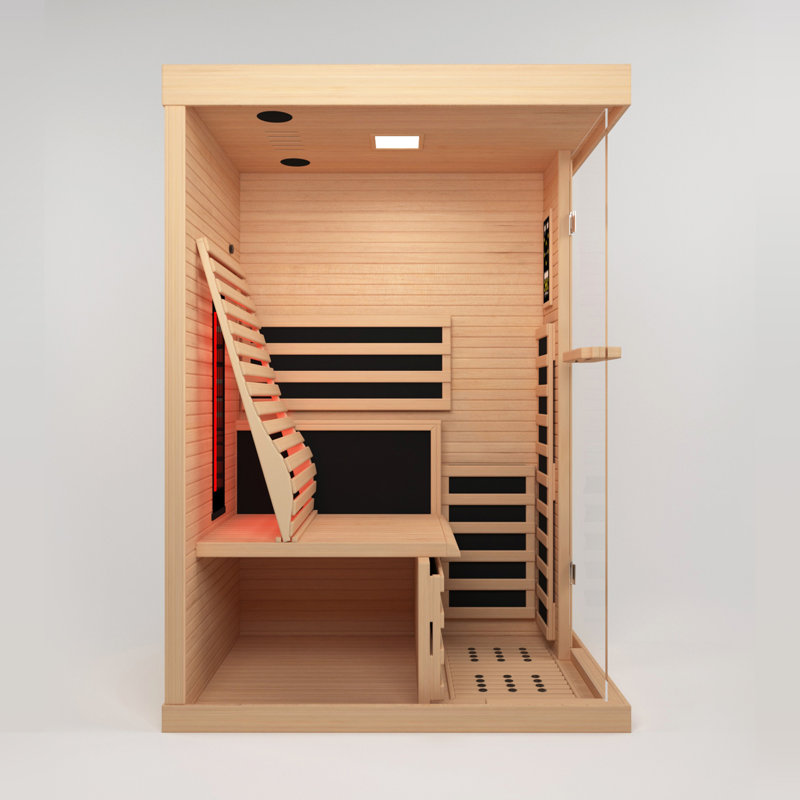 Sauna infrarouge FAR pour 1 personne compatible avec la pruche du Canada, clavier tactile, lumière de thérapie DEL