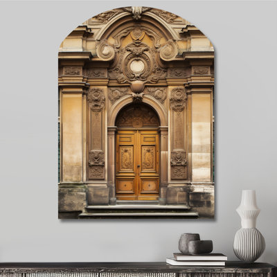 Old Wooden Door With Carvings In Paris, France V - Paris Arch Shape Metal Wall Sculpture