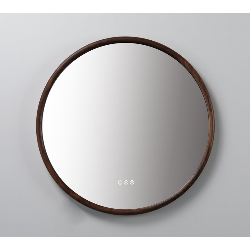 Zen LED Mirror, 29.52" x 29.52", Round, Walnut