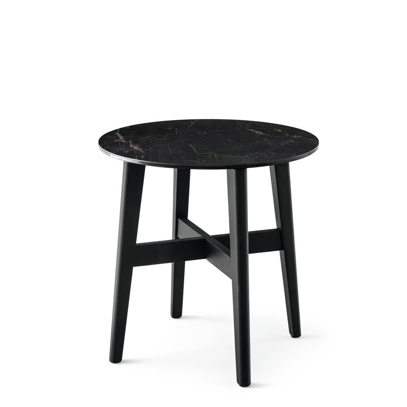 Abrey Round End Table with Wooden Base