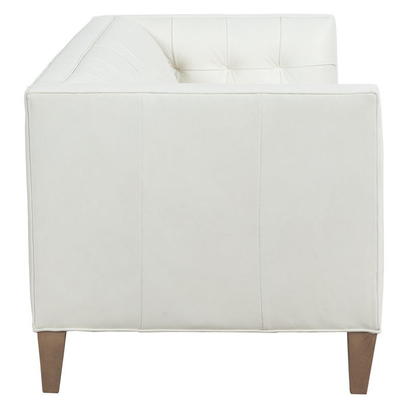 Dominique Leather Sofa, 1111 Brown, Almond Buff, 85"