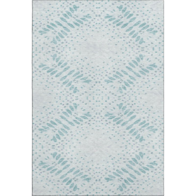 Premium Machine Washable Prisco Teal Rug