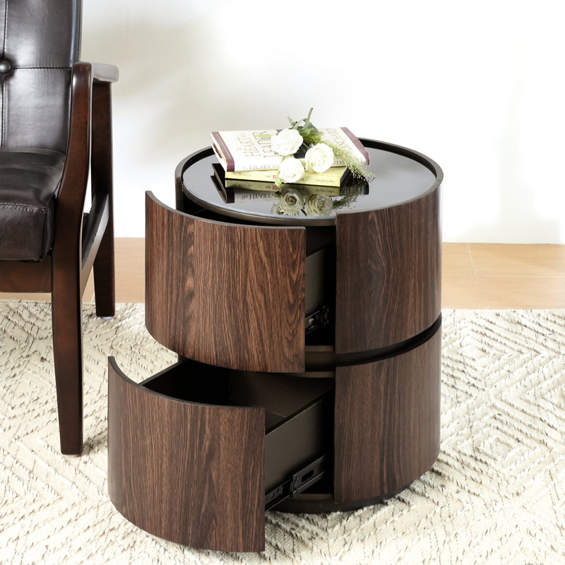 Round Side Table With Double - Layer Structure, Smooth Rounded Edges, Easy To Clean 、、