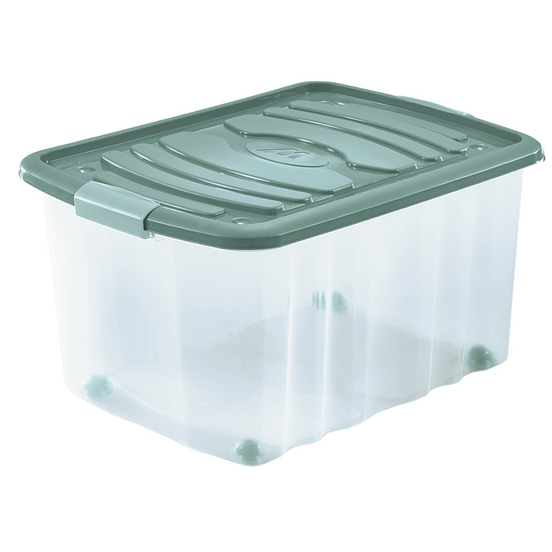 M-HOME Plastic Bin, 45 L, 30cm H x 39cm W x 59cm D, Green