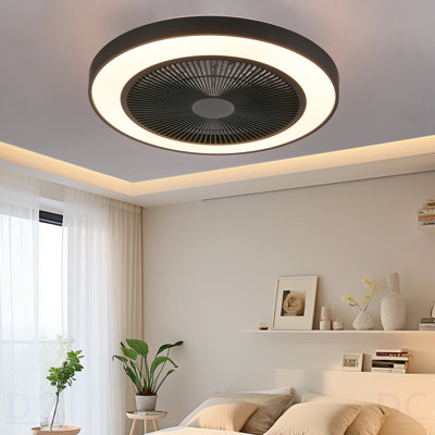 19-Inch Black Ceiling Fan Light With LED RGB – Dimmable & Color-Changing, APP & Remote Control, Modern Smart Ceiling Fan For Living Room, Bedroom, And Dining Room (Silent/6-Speed/Reversible/DC Motor)
