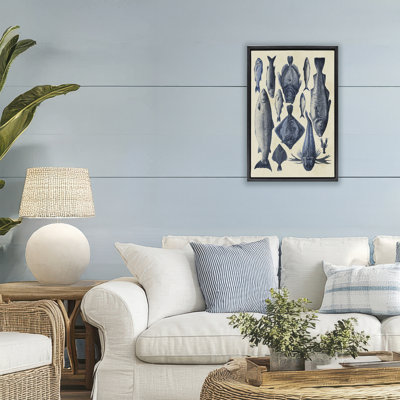 Traditional Blue Fish Chart Floating Frame, design by Alicia Longley