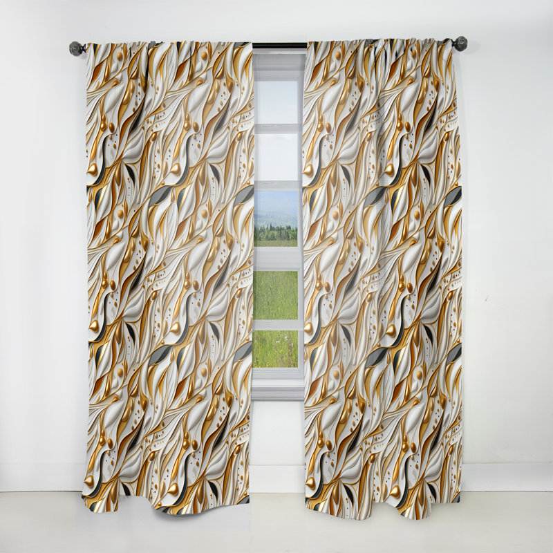 Rideau obscurcissant Marble White and Gold, L 52 po x L 90 po