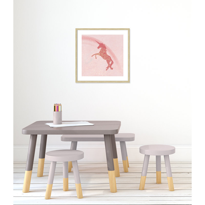 Paillettes licorne 2, H 23,5 po x l 23,5 po x P 1,19 po, Cadre boîte champagne clair