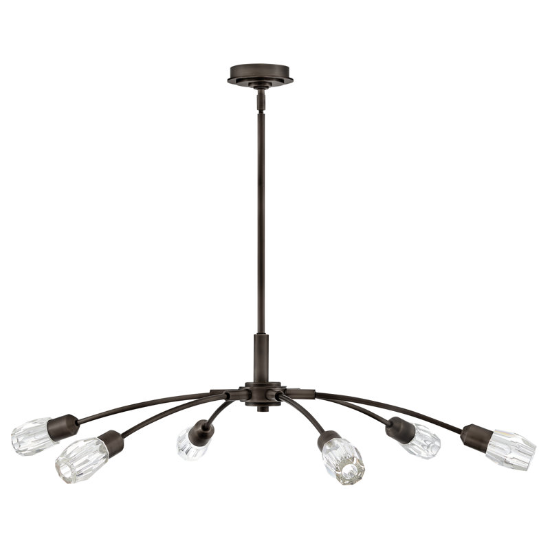 Atera 6 - Light Steel Dimmable Sputnik Modern Linear Chandelier, Black Oxide, 9.5" H x 45" W x 45" D