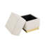 Repose-pieds beige avec rangement en chenille et base en acier inoxydable plaqué or