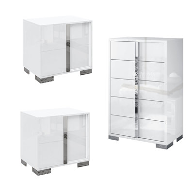 3 Pieces Modern Highlgloss Bedroom Set