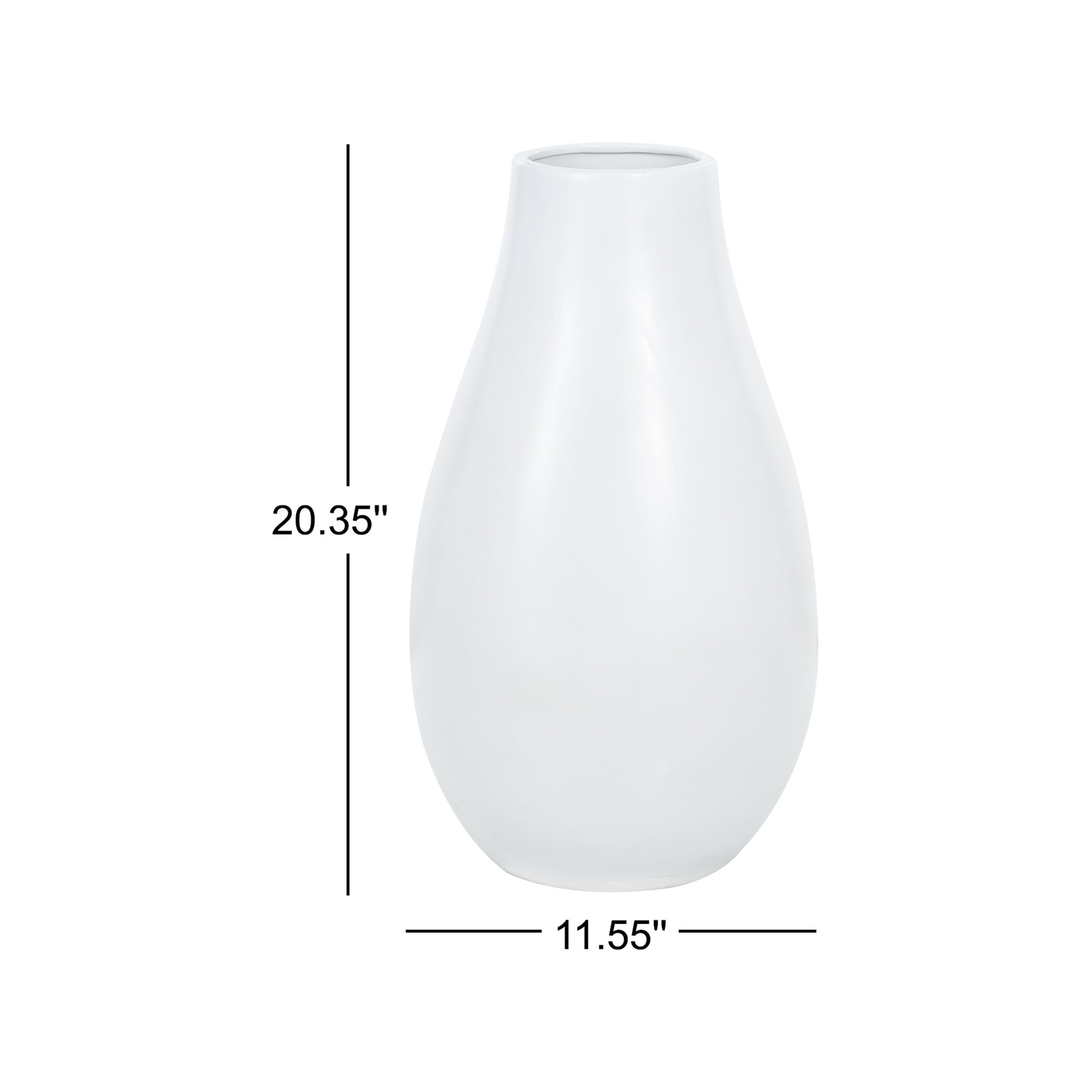 Mable Ceramic Table Vase, 20.35" H x 11.55" L x 11.55" W, White