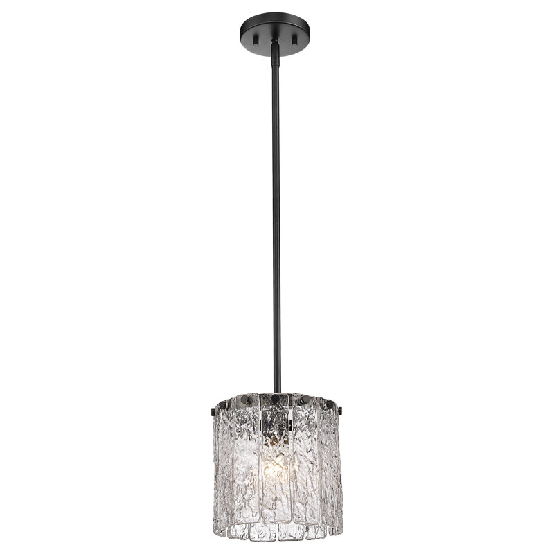 Luminaire suspendu tambour 1 lumière Artis, Noir mat