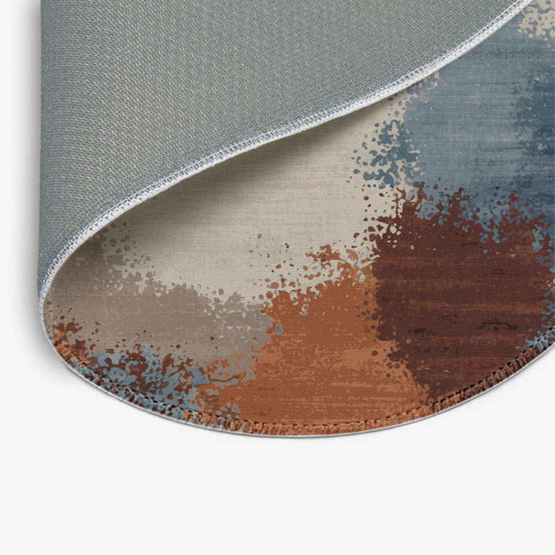 Tapis intérieur et extérieur gris Watercolor, Rond 5 pi